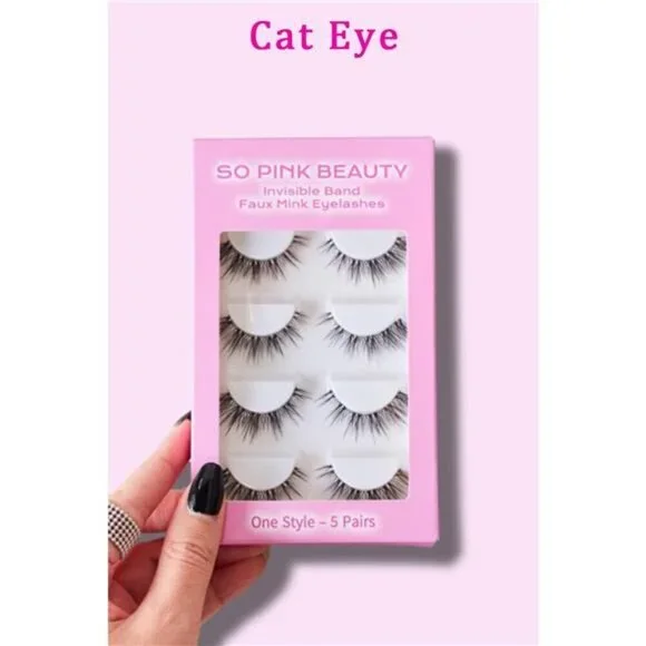 SO PINK BEAUTY Faux Mink Eyelashes 5 Pairs - Picture 1 of 14